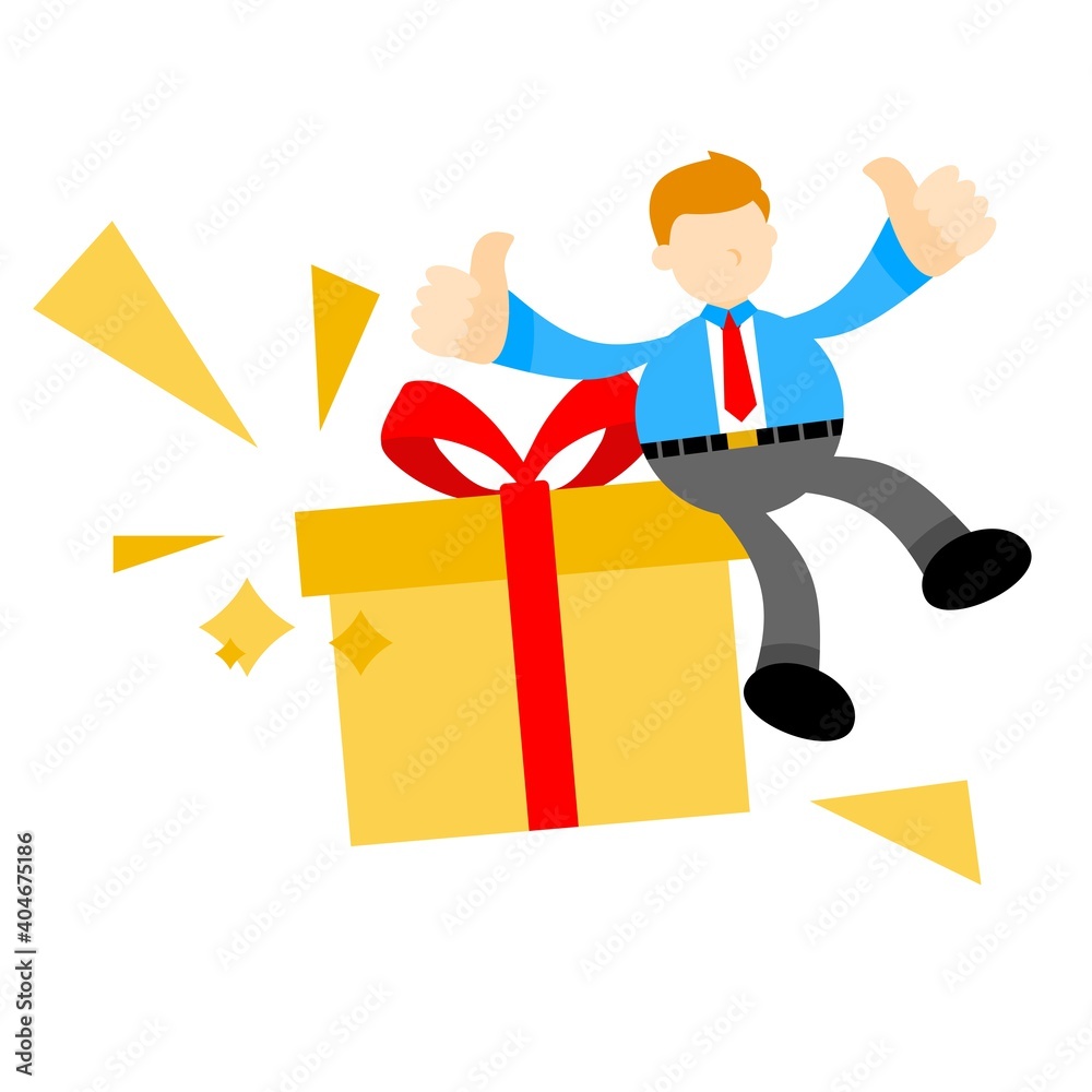 businessman love gift box cartoon doodle flat design style vector illustration