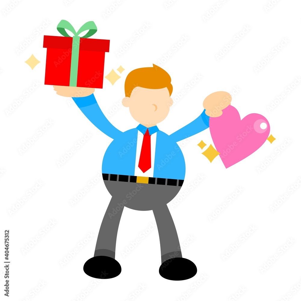 businessman pick heart love and gift box cartoon doodle flat design style vector illustration businessman pick heart love and gift box cartoon doodle flat design style vector illustration