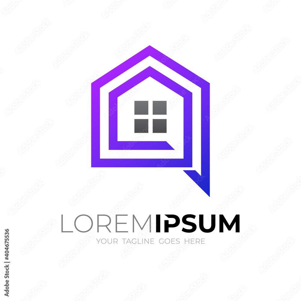 House and chat logo with line design vector, simple icons House and chat logo with line design vector, simple icons