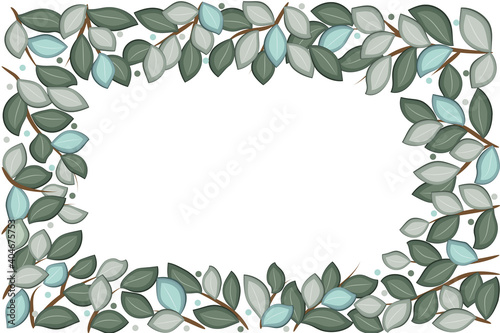 Floral wreath leaf frame anniversary vector image