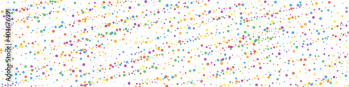 Festive overwhelming confetti. Celebration stars. Rainbow confetti on white background. Admirable festive overlay template. Panoramic vector background.