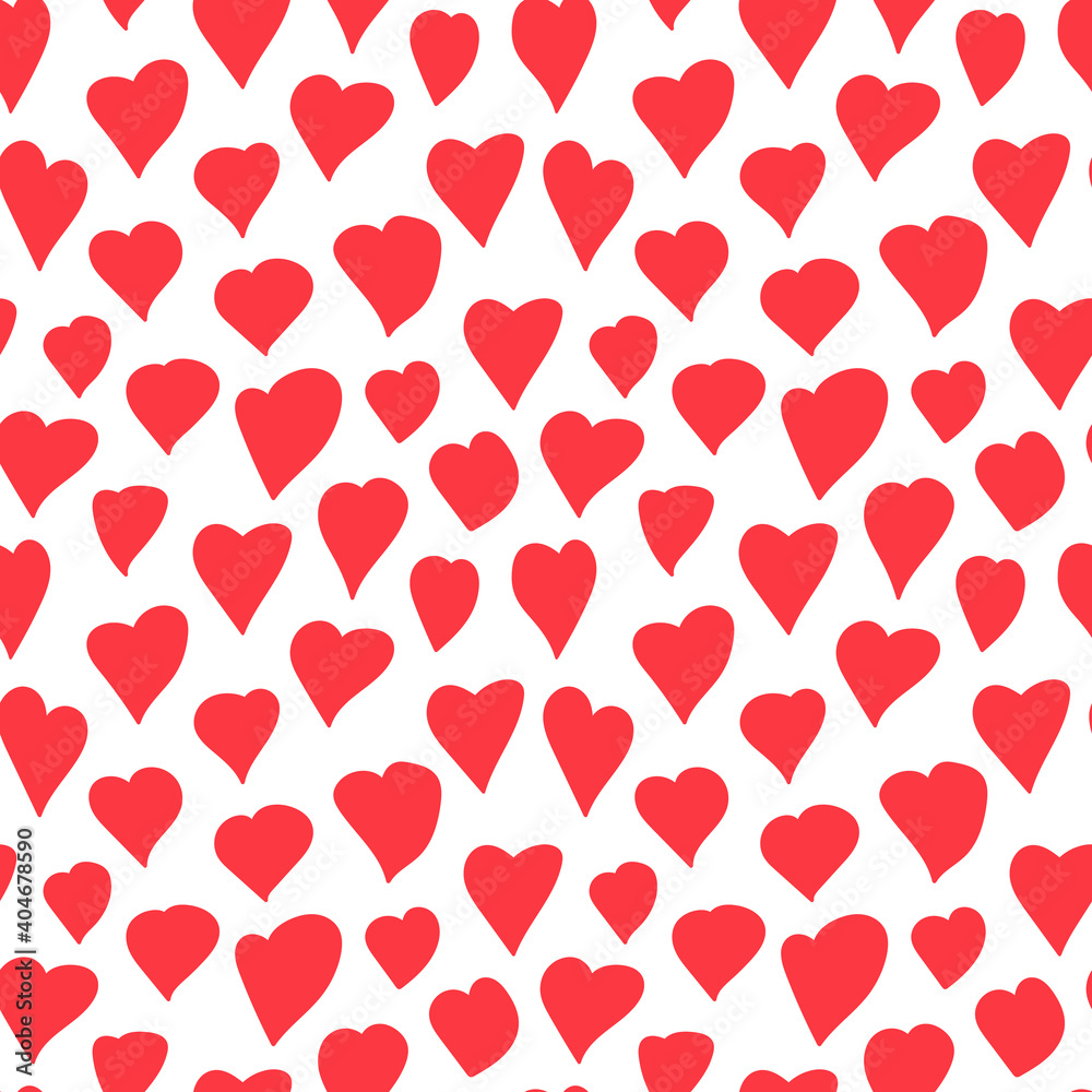 Hearts seamless pattern. Love vector pattern on white background. Valentine's day greeting cards, wrapping paper, textile.