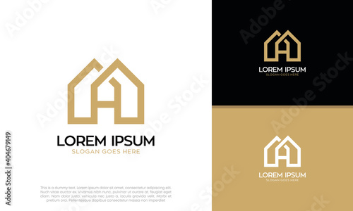 Real Estate Logo. Luxury Logo. Construction Architecture Building Logo Design Template Element. Initial M HM H