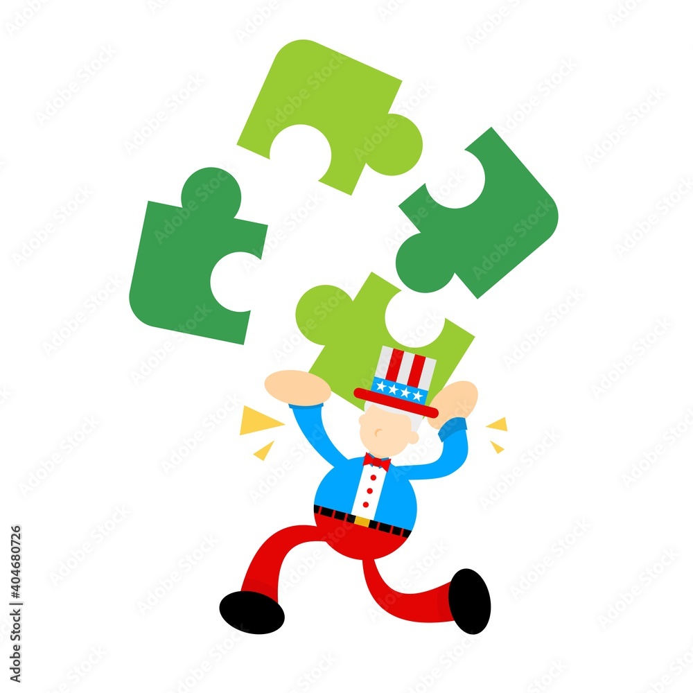 Uncle sam play puzzle cartoon doodle flat design style vector illustration Uncle sam play puzzle cartoon doodle flat design style vector illustration