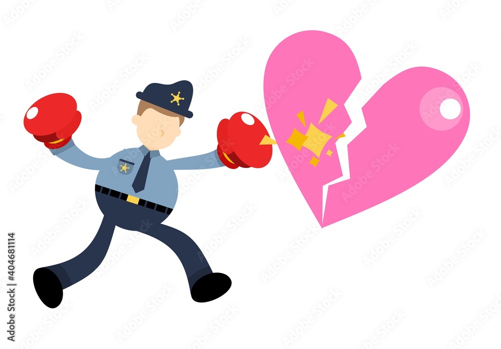 police officer man worker stress heart break love cartoon doodle flat design style vector illustration police officer man worker stress heart break love cartoon doodle flat design style vector illustration