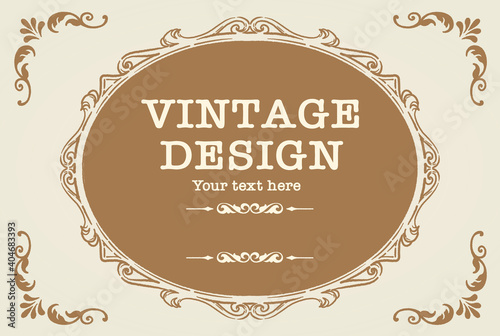 アンティークな装飾フレーム、飾り罫のデザイン。ベクター素材。