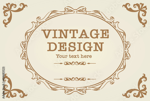 アンティークな装飾フレーム、飾り罫のデザイン。ベクター素材。