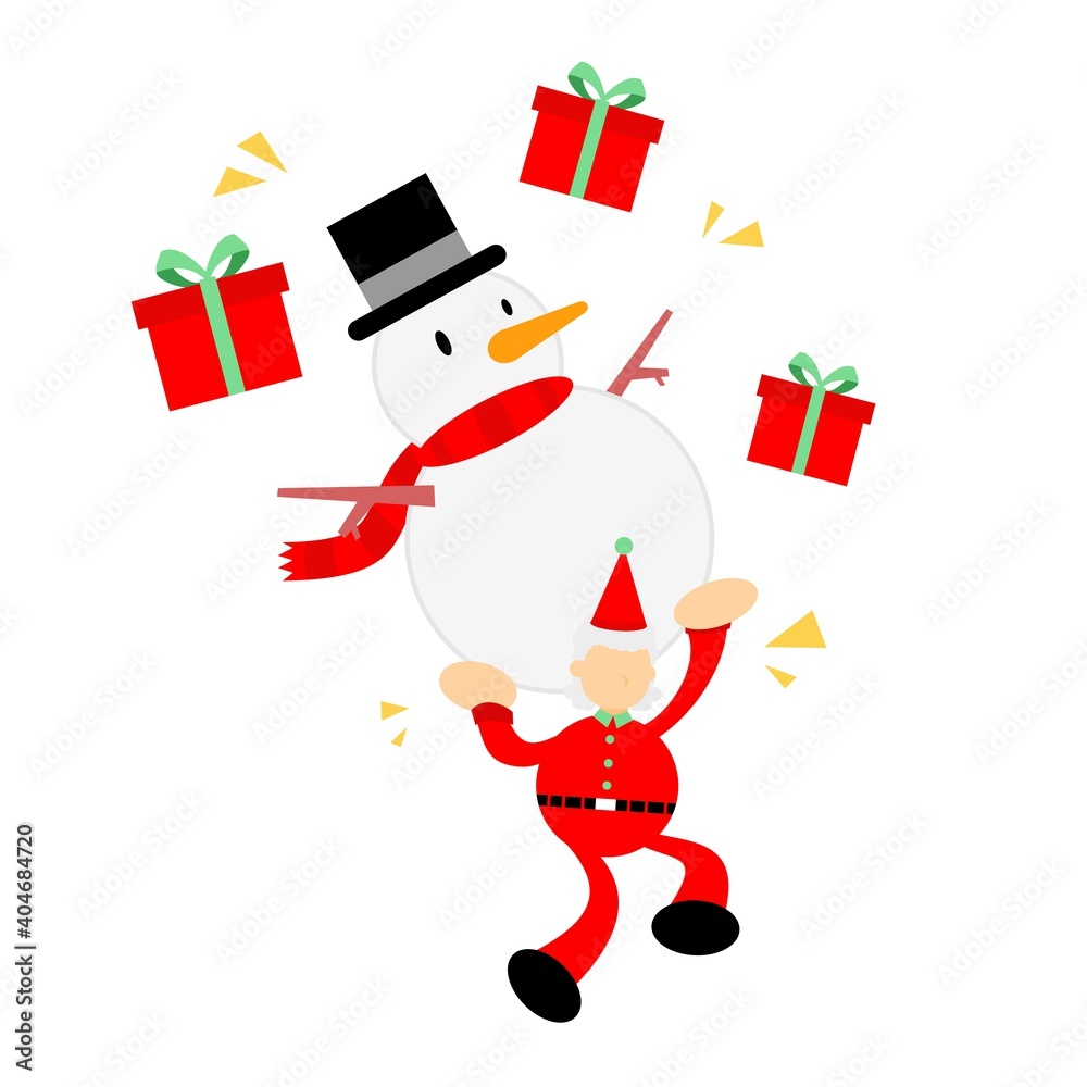red santa christmas pick snowman cartoon doodle flat design style vector illustration red santa christmas pick snowman cartoon doodle flat design style vector illustration