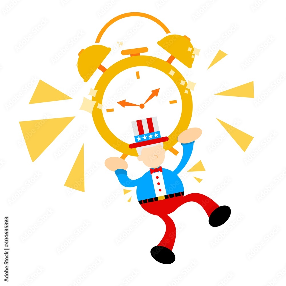 uncle sam america man pick time clock cartoon doodle flat design style vector illustration uncle sam america man pick time clock cartoon doodle flat design style vector illustration