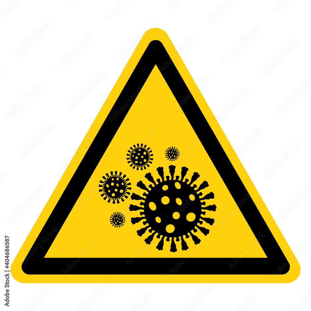 Warning Virus COVID-19 Symbol Sign, Vector Illustration, Isolate On White Background Label. EPS10 Warning Virus COVID-19 Symbol Sign, Vector Illustration, Isolate On White Background Label. EPS10