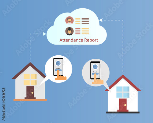 time and attendance tracking application that can track from anywhere vector