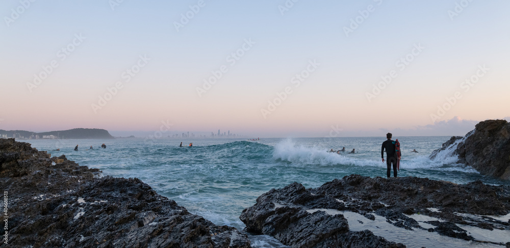 early morning Surfers, Currumbin Beach, Gold Coast