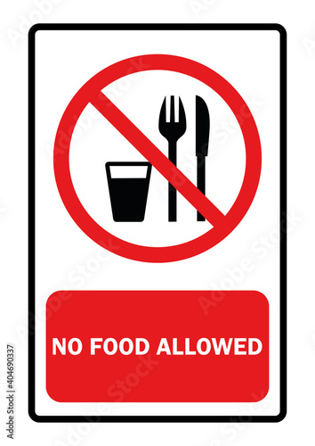 Food prohibition sign Red background text input vector illustration
