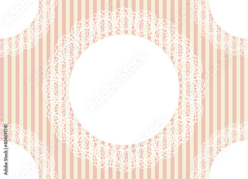 結婚式女性向けグラフィック素材：手描き円形のレースの背景ボーダー付きイラスト文字スペースLace background