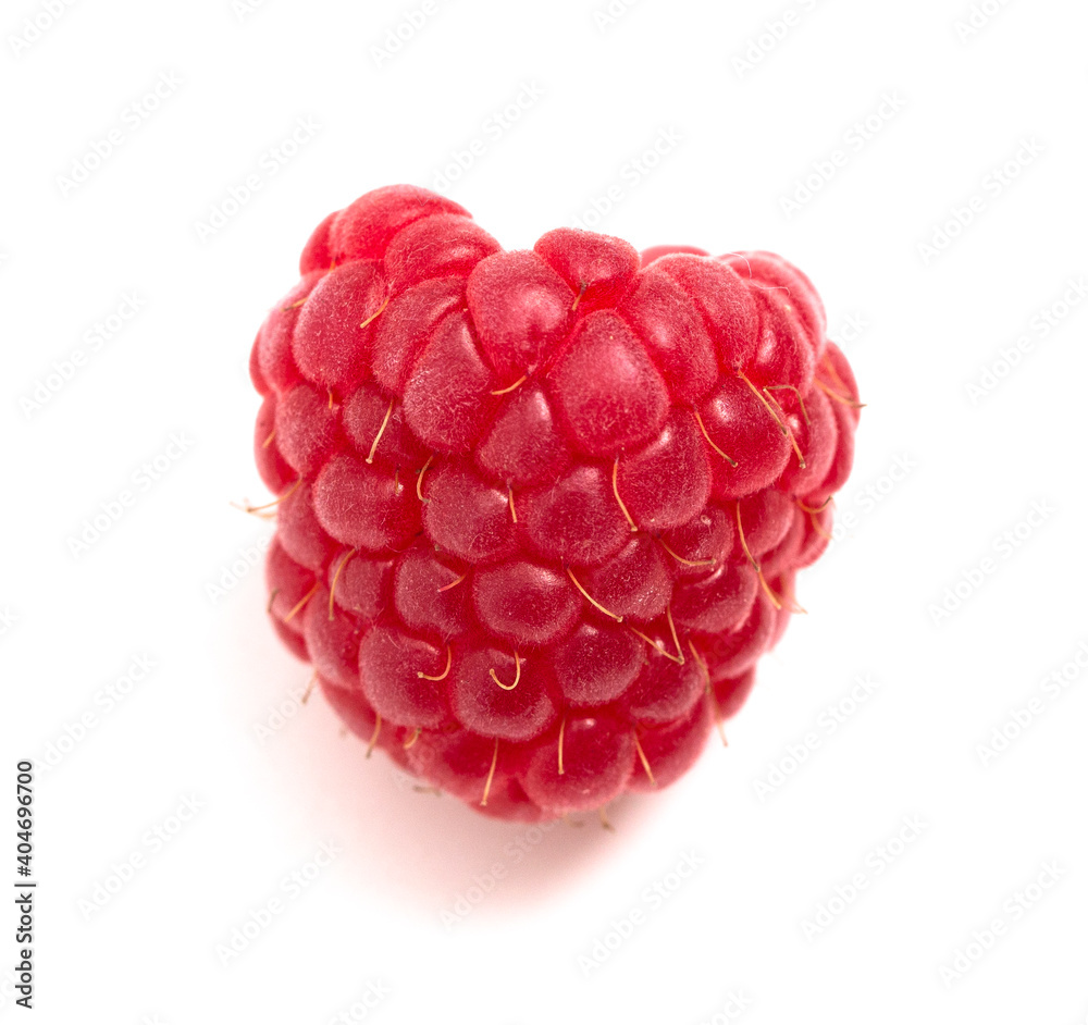 Macro View of Raspberries on a White Background Macro View of Raspberries on a White Background