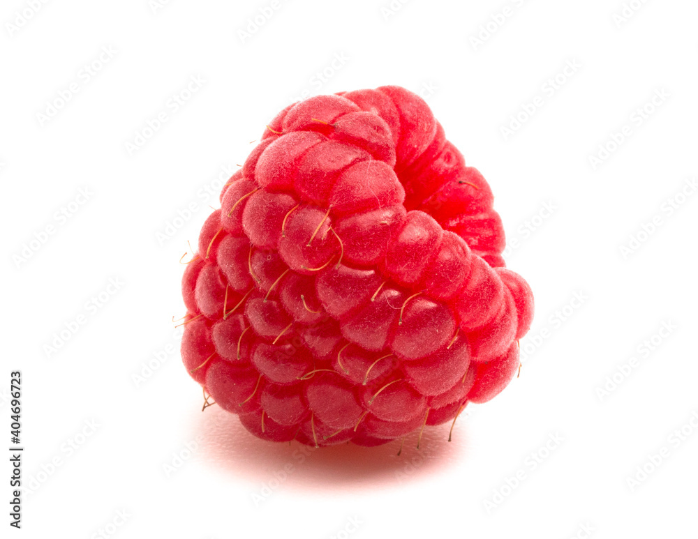Macro View of Raspberries on a White Background Macro View of Raspberries on a White Background