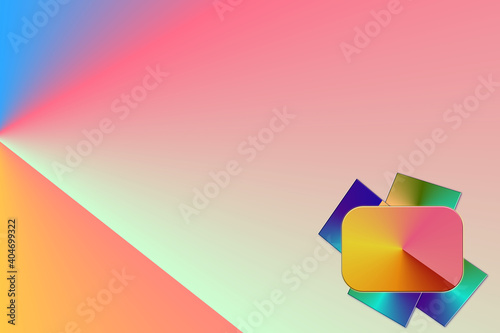 Colorful conically lit rectangle with colorful blades lit by a conical source photo