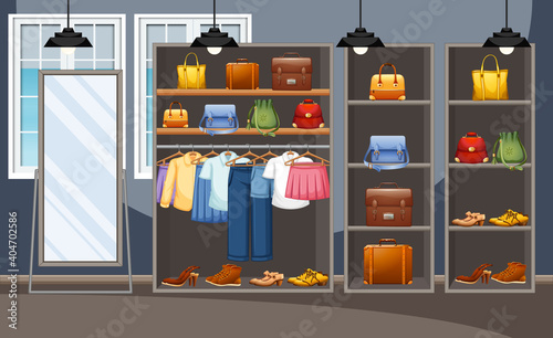 Fashion clothes store background