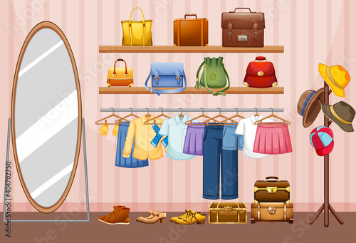 Interior design of dressing room background