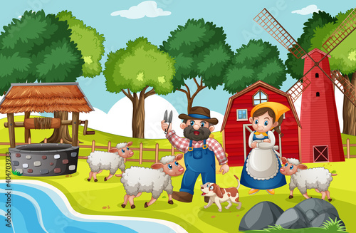 Old MacDonald in a farm nursery rhymes scene