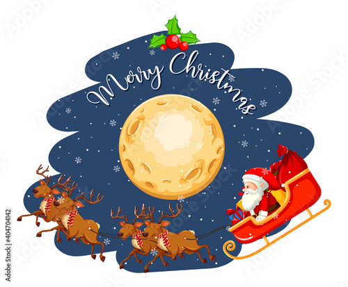 Santa Claus on the sleigh in the sky at night