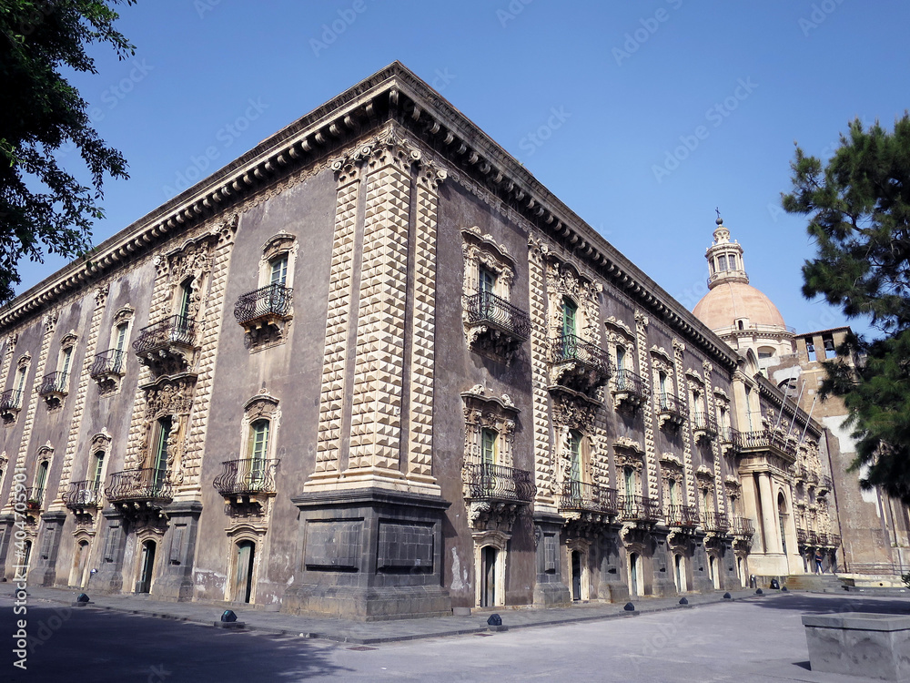 Obraz premium Monastery of San Nicolo l'Arena, currently the University of Catania in Catania, Sicily, ITALY