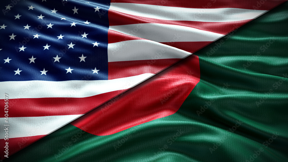 Double Flag United States of America and Bangladesh flag waving flag ...
