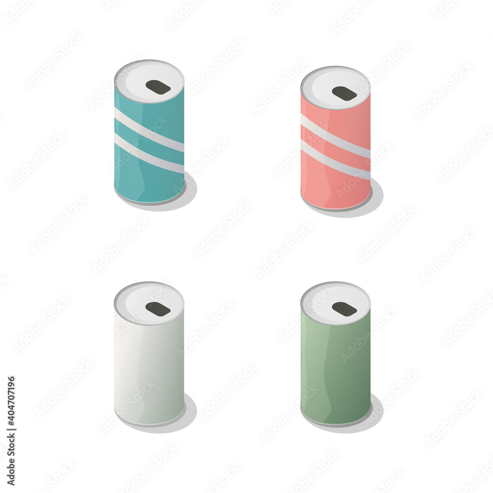 Soda can set. Sweet drinks. Isometric vector illustration. Isolated on white background. Soda can set. Sweet drinks. Isometric vector illustration. Isolated on white background.
