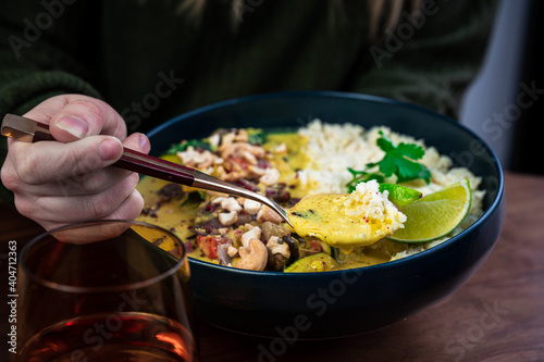 Vegetarian - Keto Thai green curry with cauliflower rice