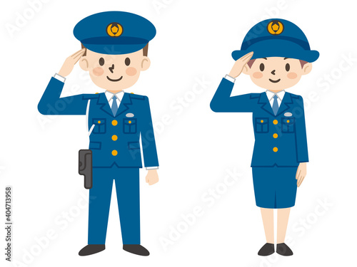 敬礼をする警察官