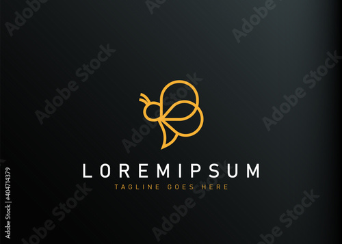 Initial letter B bee logo design. Vector illustration of modern abstract honey bee icon design. Modern design line logo template