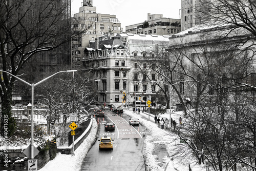 Canvas Print winter in the city, new york snow