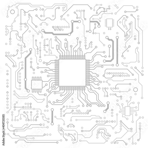 White circuit board background. Vector electronic background.