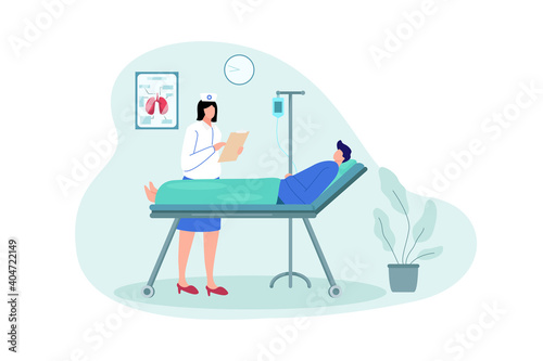 Doctor or nurse examine patient. modern flat style vector illustration