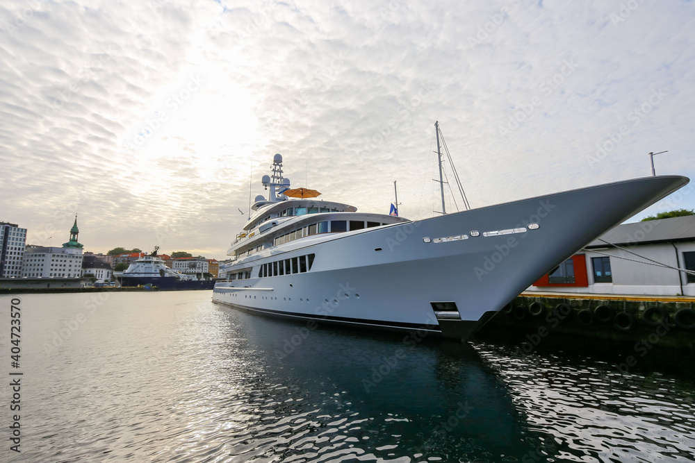 Mega yacht docked in Bergen Norway