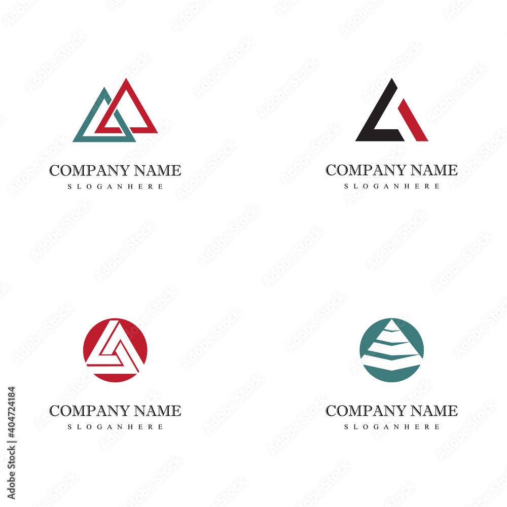 Set Triangle Logo Template vector icon illustration design Set Triangle Logo Template vector icon illustration design