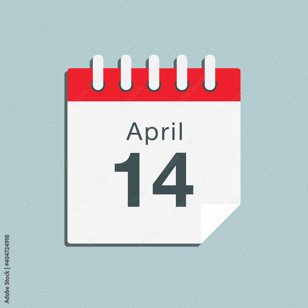 Icon day date 14 April, template calendar page Icon day date 14 April, template calendar page