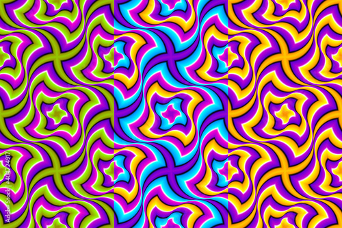Set of colorful wrapping paper with motion illusion. Seamless pattern.