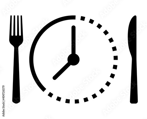 Intermittent food fasting with clock line art vector icon for food apps and websites