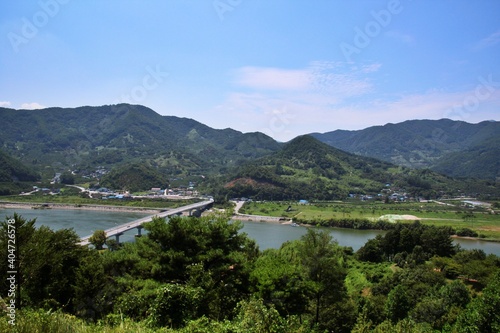 view of the river and mountains 