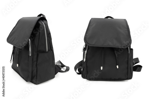 Fashion black ladies backpack back and side