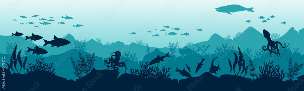 Εκτύπωση καμβά Illustration of the underwater world