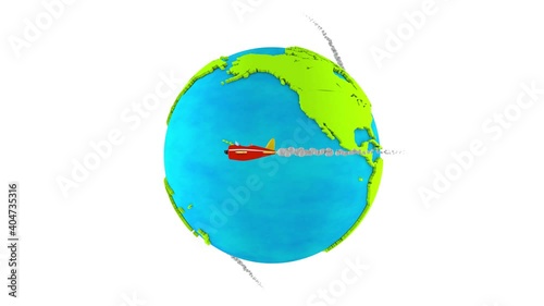 Planes orbiting the world, 3d animation