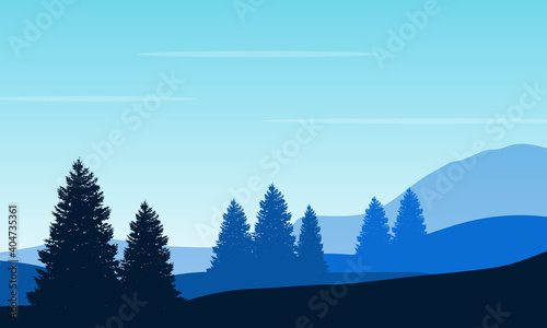 Amazing scenery in the morning on the city edge. Vector illustration