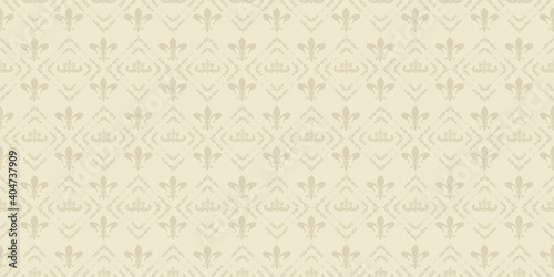 Vintage background pattern with floral ornament in beige tones. Seamless wallpaper texture 