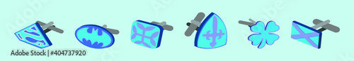 set of cufflink cartoon icon design template with various models. vector illustration isolated on blue background