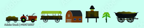 set of farmer man barn cartoon icon design template with various models. vector illustration isolated on blue background