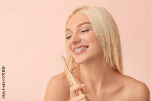Young woman with dental bra...