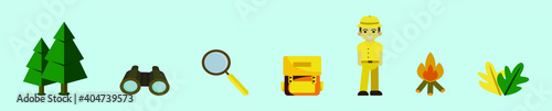 set of jungle explorer cartoon icon design template with various models. vector illustration isolated on blue background