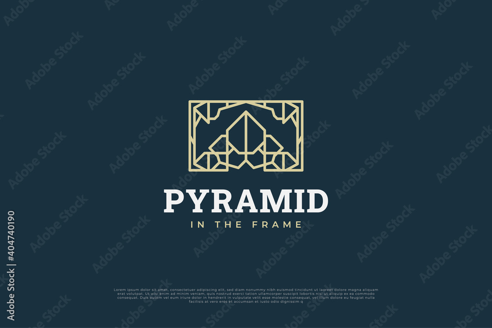 Pyramid logo in frame with line style and abstract concept for your business identity Pyramid logo in frame with line style and abstract concept for your business identity